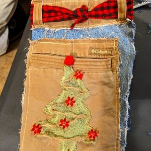 OOAK Christmas Stocking Handmade Gift Shabby Chic Boho Ornament Holiday Cabin